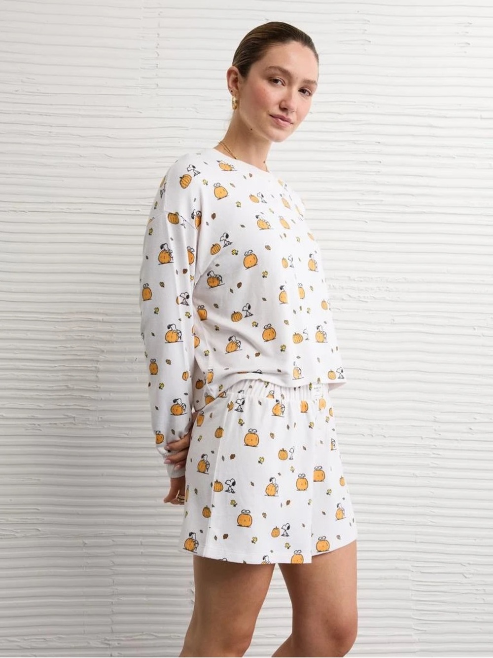 American Eagle Outfitters Snoopy Pumpkin Print Pajama Set
